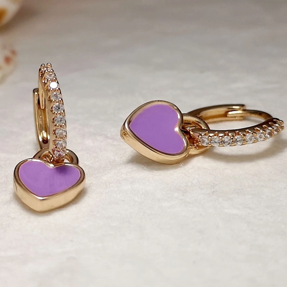 Luxe Gold Tone Heart Cubic Zirconia Multi-wear Earrings - Picture 5 of 9